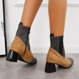Chunky Block Heel Western Cowboy Ankle Boots