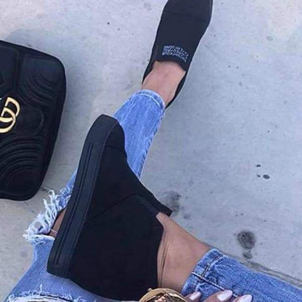 Herstyled Letter Slip On Wedge Sneakers