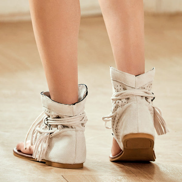Herstyled Women's Retro Tassel Hollow Flip Flops Sandals