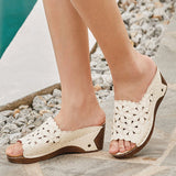 Herstyled Women's Hollow Flower Casual Wedge Sandals