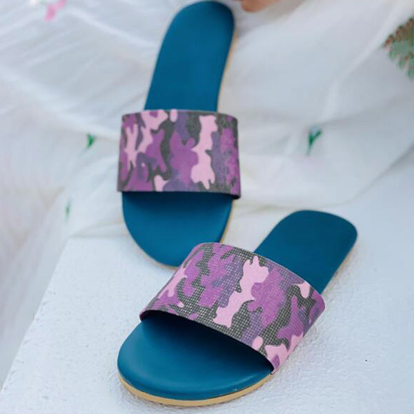 Herstyled Women's Camo Print Slide Sandals