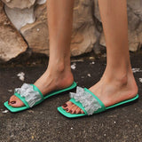 Herstyled Women's Rhinestone Decor Slide Sandals