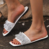 Herstyled Women's Rhinestone Decor Slide Sandals