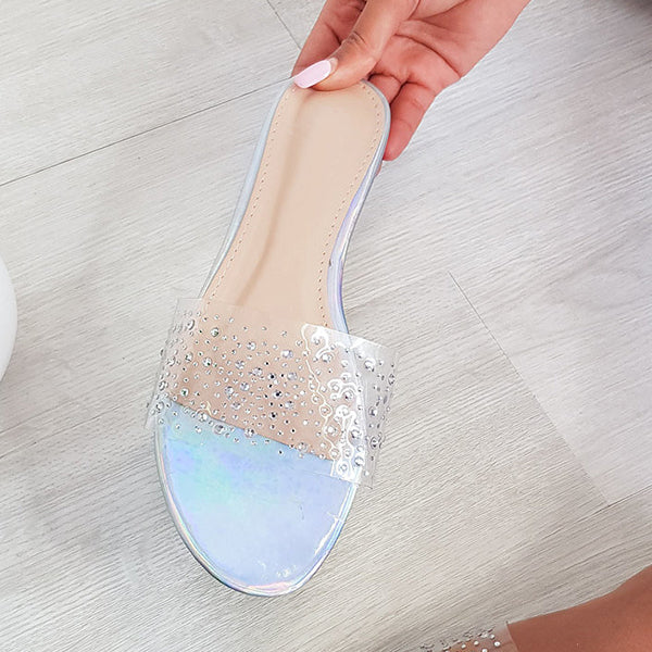 Herstyled Women Embellished Perspex Slippers