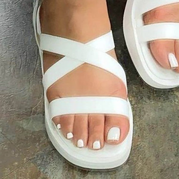 Herstyled Women's Bandage Ankle Strap Open Toe Flat Sandals