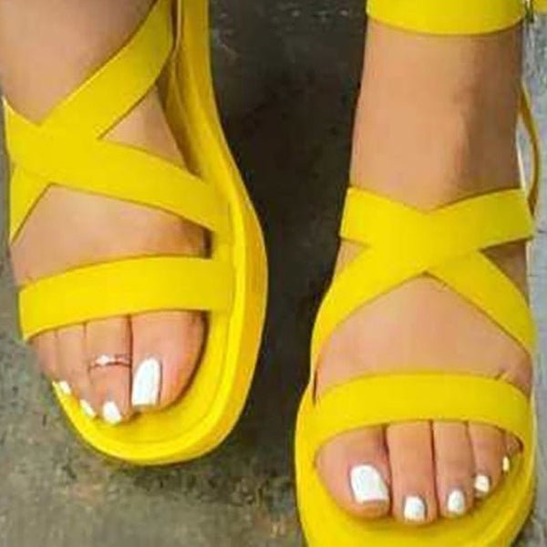 Herstyled Women's Bandage Ankle Strap Open Toe Flat Sandals