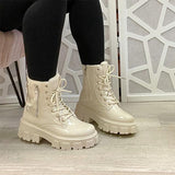 Herstyled Fashion Faux Leather Zip Closure Chunky Sole Boots