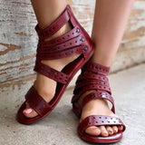 Herstyled Women's Vintage Roman Hollow Flat Sandals