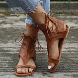 Herstyled Women's Vintage Zip Strap Flat Sandals