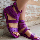 Herstyled Women's Vintage Roman Hollow Flat Sandals