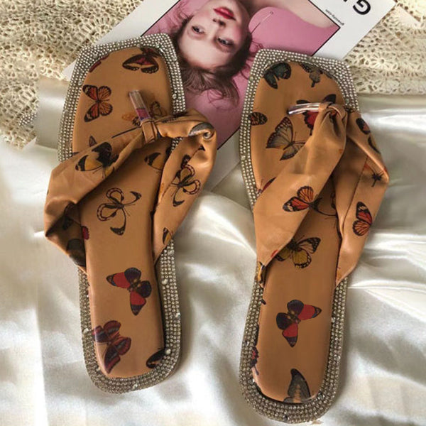 Herstyled Women's Fashion Butterfly Print Flip-Flops
