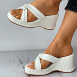Herstyled Women's Fashion Twisted Square Toe Wedge Sandals
