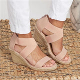 Herstyled Summer Round Toe High Heel Wedge Casual Ladies Sandals