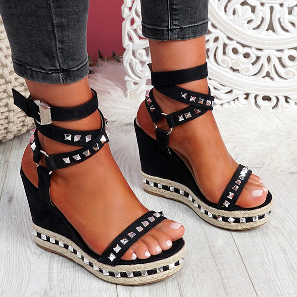 Herstyled Daily Numy Wedge Rock Studs Sandals