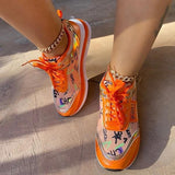 Herstyled Personalized Graffiti Stitching Orange Sneakers
