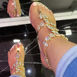 Herstyled Stylish Crystal Strap Lace-Up Sandals