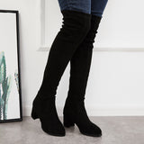 Black Knee High Boots Adjustable Opening Boots
