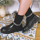 Round Toe Chelsea Chain Ankle Boots