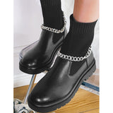Round Toe Chelsea Chain Ankle Boots