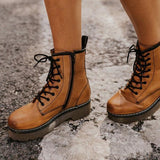 Herstyled Daily Outdoor Lace-up Low Heel Boots