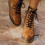 Herstyled Daily Outdoor Lace-up Low Heel Boots