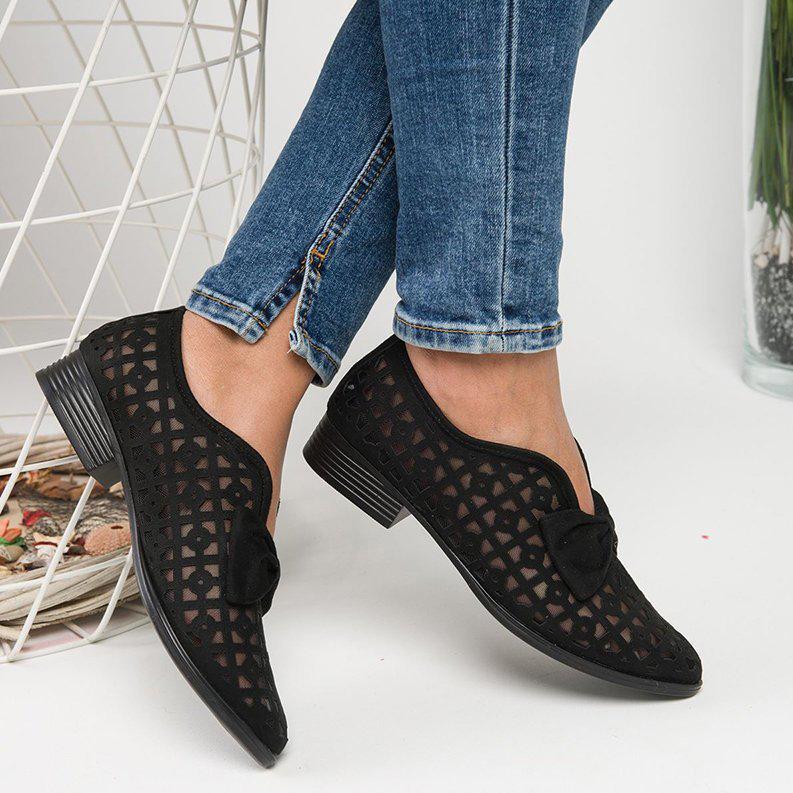Herstyled Hollow Out Chunky Heel Loafers For Women