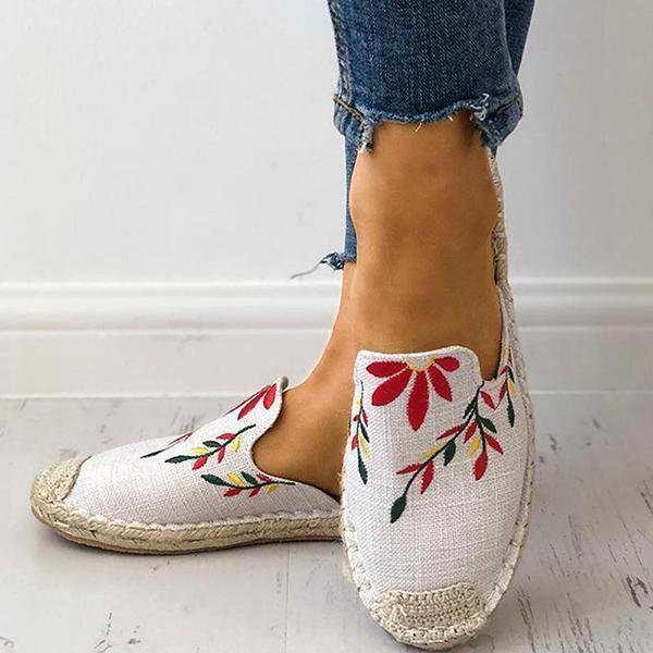 Herstyled Fashion Embroidered Espadrille Flat Slippers
