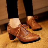 Herstyled British Style Carved Classy Lace Up Oxford Shoes