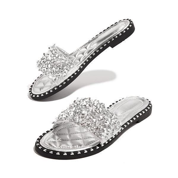 Herstyled Fashion Embellished Open Toe Slippers