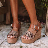 Herstyled Reece Cheetah Wedge Buckle Straps Sandals