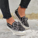 Herstyled Women Shining Rhinestone Slip-on Loafers&Sneakers with Cute Bowknot