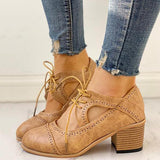 Herstyled Lace-Up Cut Out Chunky Heels