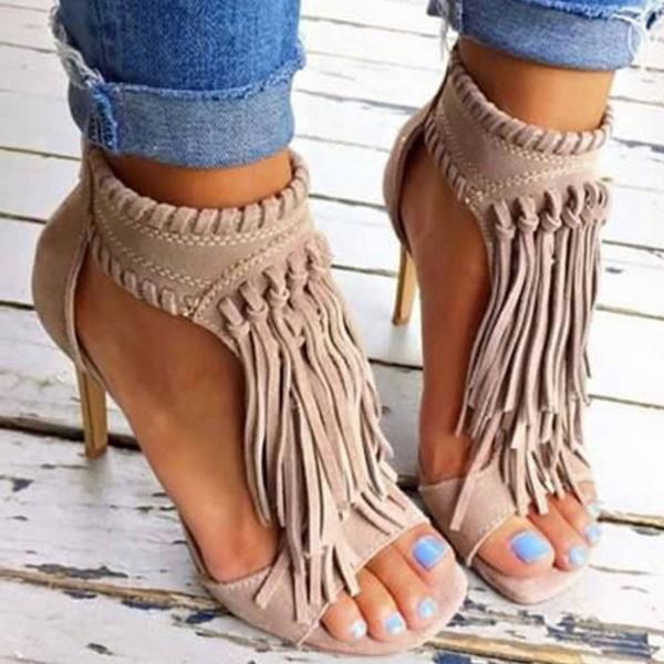 Herstyled 2021 Fashion Open Toe Tassels Ankle Ladies Sandals