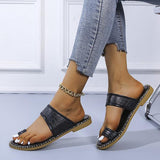 Herstyled Women's Pu Flat Heel Sandals Peep Toe Slippers