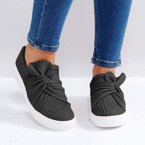 Herstyled Women Knitted Twist Slip On Sneakers