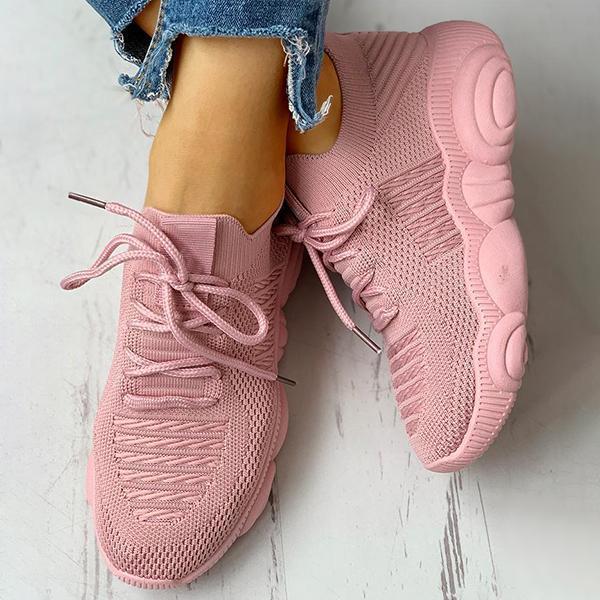 Herstyled Non-Slip Knitted Breathable Lace-Up Yeezy Sneakers
