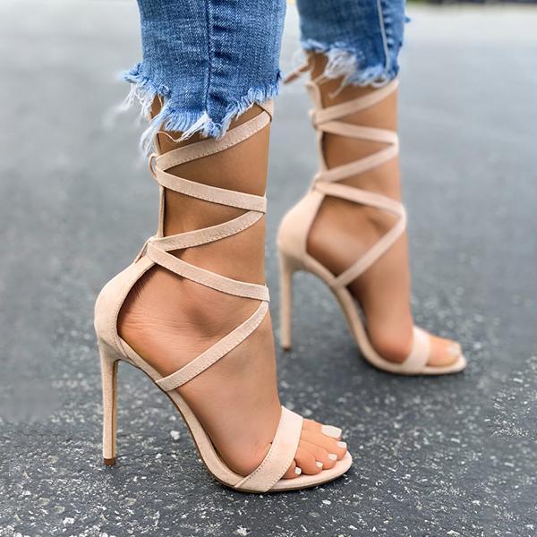 Herstyled Lace-Up Closure Single Sole Heels