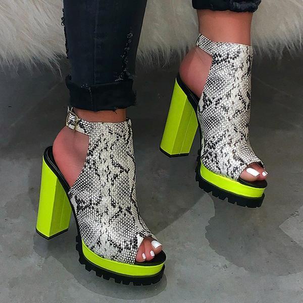 Herstyled PU Leather Chunky Heels