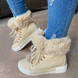 Herstyled Warm Fur Lace-Up Boots