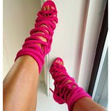 Herstyled Stylish Open Toe Lace Up Stiletto Heels