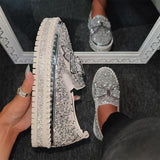 Herstyled Women Shining Rhinestone Slip-on Loafers&Sneakers with Cute Bowknot