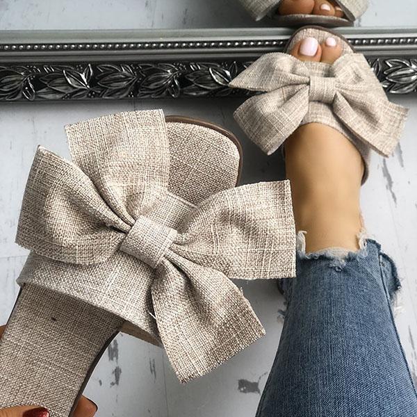 Herstyled Women Casual Bow Flat Slippers