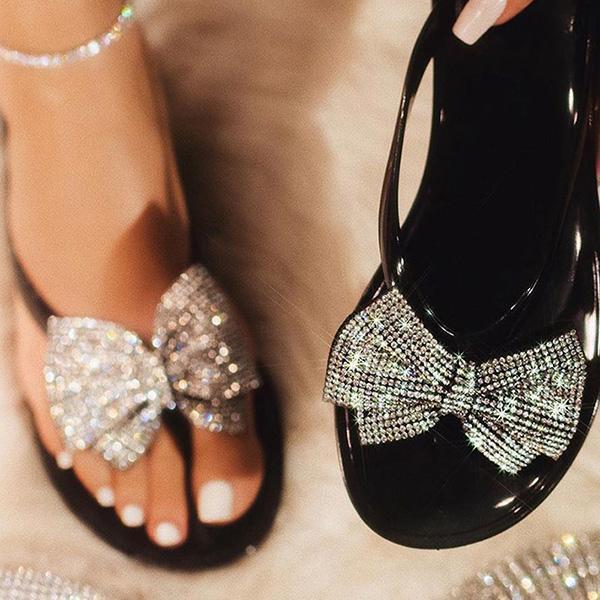 Herstyled Fashion Embellished Open Toe Slippers