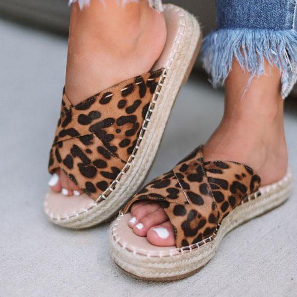 Herstyled Fashion Tess Leopard Espadrille Slippers