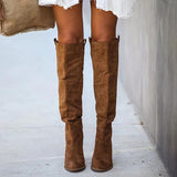 Herstyled Distressed Faux Suede Slouch Boots