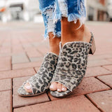 Herstyled Women Leopard Peep Toe Slippers