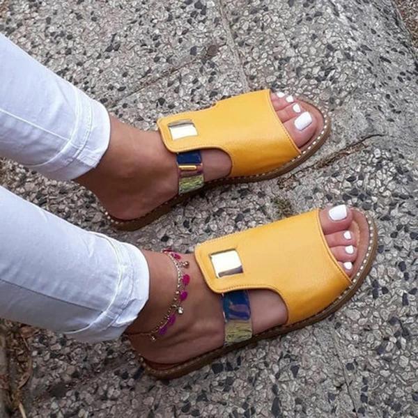Herstyled Casual Mixed Color Flat Slippers