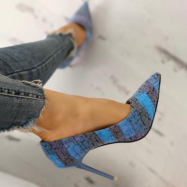 Herstyled Contrast Color Pointed Toe Thin Heels