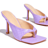 Herstyled Chic Thong Strap Suqare Toe Slip On Heels