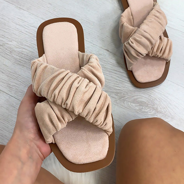 Herstyled Genesis Ruched Suede Slippers
